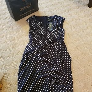 Dark navy blue polka dot dress